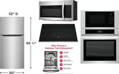 5 Piece Package Includes Refrigerator, Cooktop, Wall Oven, Microwave And Dishwasher