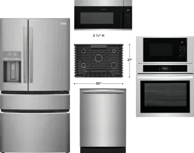 5 Piece Package Includes Refrigerator, Cooktop, Wall Oven, Microwave And Dishwasher