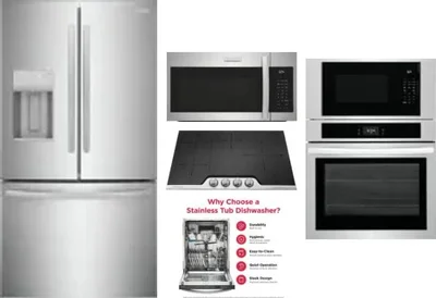5 Piece Package Includes Refrigerator, Cooktop, Wall Oven, Microwave And Dishwasher