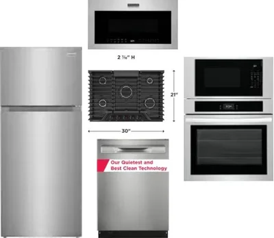 5 Piece Package Includes Refrigerator, Cooktop, Wall Oven, Microwave And Dishwasher