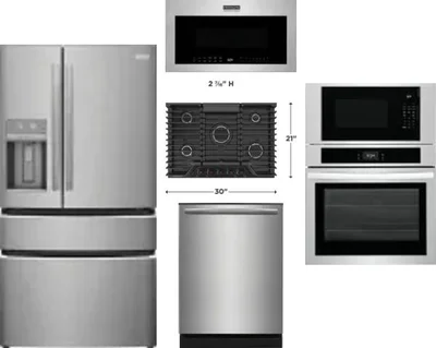 5 Piece Package Includes Refrigerator, Cooktop, Wall Oven, Microwave And Dishwasher