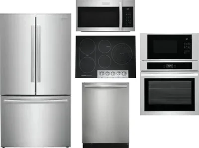 5 Piece Package Includes Refrigerator, Cooktop, Wall Oven, Microwave And Dishwasher