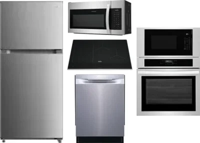 5 Piece Package Includes Refrigerator, Cooktop, Wall Oven, Microwave And Dishwasher