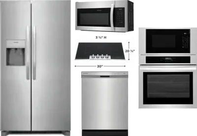 5 Piece Package Includes Refrigerator, Cooktop, Wall Oven, Microwave And Dishwasher