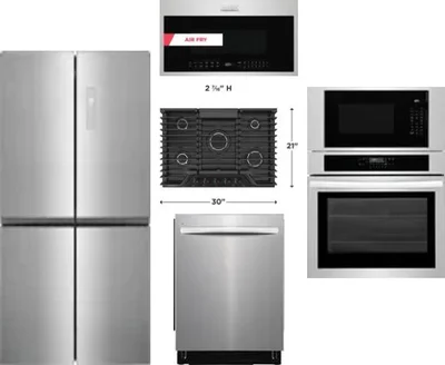 5 Piece Package Includes Refrigerator, Cooktop, Wall Oven, Microwave And Dishwasher