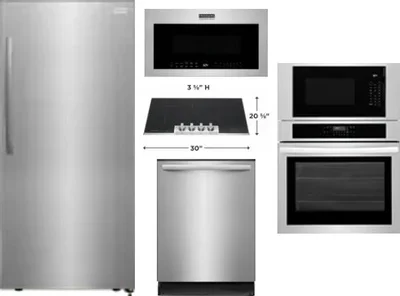 5 Piece Package Includes Refrigerator, Cooktop, Wall Oven, Microwave And Dishwasher