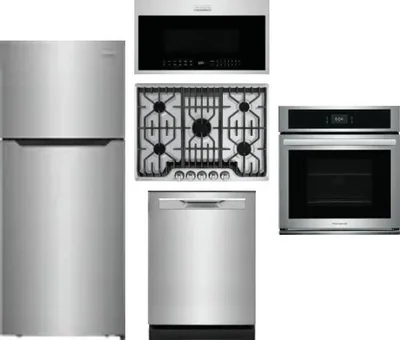 5 Piece Package Includes Refrigerator, Cooktop, Wall Oven, Microwave And Dishwasher