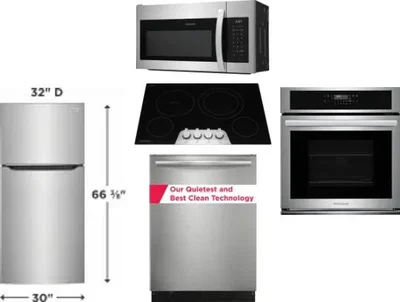 5 Piece Package Includes Refrigerator, Cooktop, Wall Oven, Microwave And Dishwasher