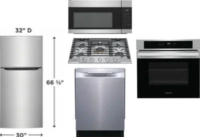 5 Piece Package Includes Refrigerator, Cooktop, Wall Oven, Microwave And Dishwasher