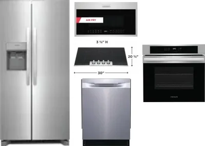 5 Piece Package Includes Refrigerator, Cooktop, Wall Oven, Microwave And Dishwasher