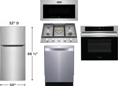 5 Piece Package Includes Refrigerator, Cooktop, Wall Oven, Microwave And Dishwasher