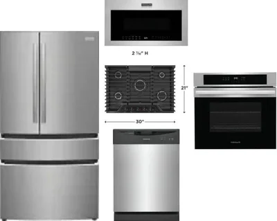5 Piece Package Includes Refrigerator, Cooktop, Wall Oven, Microwave And Dishwasher