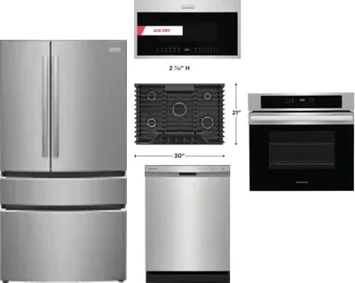 5 Piece Package Includes Refrigerator, Cooktop, Wall Oven, Microwave And Dishwasher