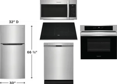 5 Piece Package Includes Refrigerator, Cooktop, Wall Oven, Microwave And Dishwasher
