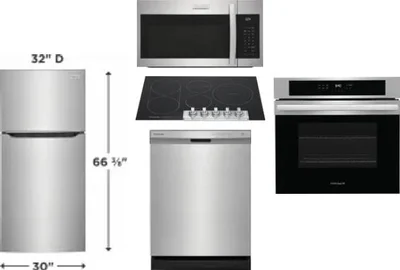 5 Piece Package Includes Refrigerator, Cooktop, Wall Oven, Microwave And Dishwasher