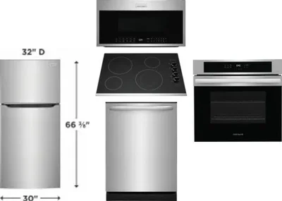 5 Piece Package Includes Refrigerator, Cooktop, Wall Oven, Microwave And Dishwasher