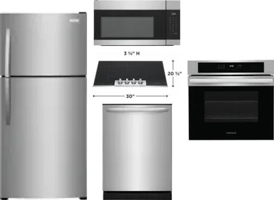 5 Piece Package Includes Refrigerator, Cooktop, Wall Oven, Microwave And Dishwasher