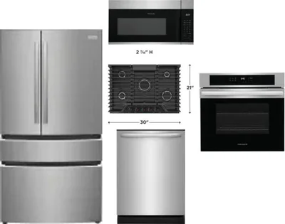 5 Piece Package Includes Refrigerator, Cooktop, Wall Oven, Microwave And Dishwasher