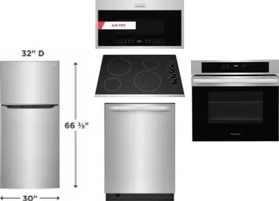 5 Piece Package Includes Refrigerator, Cooktop, Wall Oven, Microwave And Dishwasher