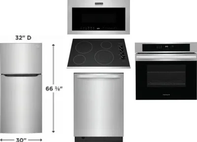 5 Piece Package Includes Refrigerator, Cooktop, Wall Oven, Microwave And Dishwasher
