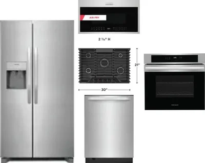5 Piece Package Includes Refrigerator, Cooktop, Wall Oven, Microwave And Dishwasher
