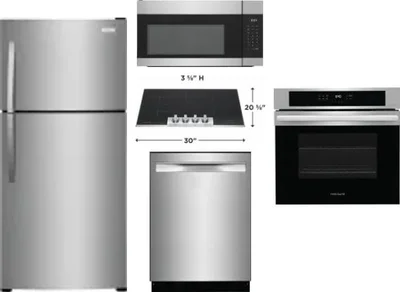 5 Piece Package Includes Refrigerator, Cooktop, Wall Oven, Microwave And Dishwasher
