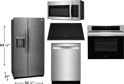 5 Piece Package Includes Refrigerator, Cooktop, Wall Oven, Microwave And Dishwasher