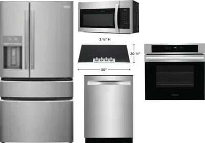 5 Piece Package Includes Refrigerator, Cooktop, Wall Oven, Microwave And Dishwasher