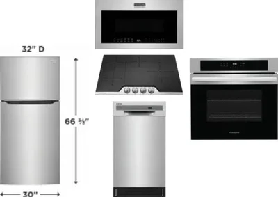 5 Piece Package Includes Refrigerator, Cooktop, Wall Oven, Microwave And Dishwasher