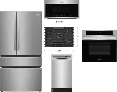 5 Piece Package Includes Refrigerator, Cooktop, Wall Oven, Microwave And Dishwasher