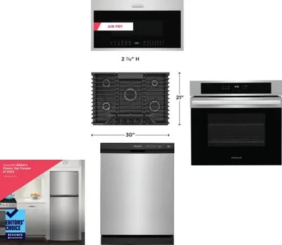 5 Piece Package Includes Refrigerator, Cooktop, Wall Oven, Microwave And Dishwasher