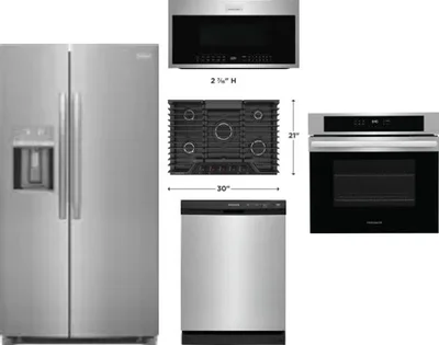 5 Piece Package Includes Refrigerator, Cooktop, Wall Oven, Microwave And Dishwasher