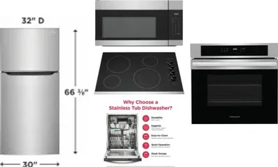 5 Piece Package Includes Refrigerator, Cooktop, Wall Oven, Microwave And Dishwasher