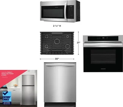 5 Piece Package Includes Refrigerator, Cooktop, Wall Oven, Microwave And Dishwasher