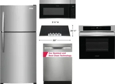 5 Piece Package Includes Refrigerator, Cooktop, Wall Oven, Microwave And Dishwasher