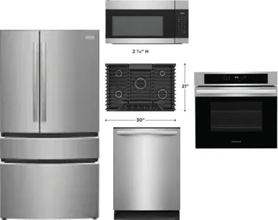 5 Piece Package Includes Refrigerator, Cooktop, Wall Oven, Microwave And Dishwasher