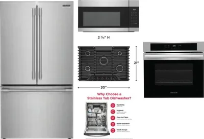 5 Piece Package Includes Refrigerator, Cooktop, Wall Oven, Microwave And Dishwasher