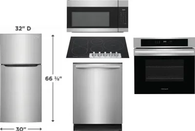 5 Piece Package Includes Refrigerator, Cooktop, Wall Oven, Microwave And Dishwasher