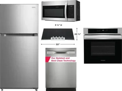 5 Piece Package Includes Refrigerator, Cooktop, Wall Oven, Microwave And Dishwasher