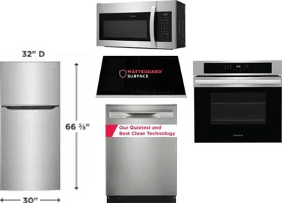 5 Piece Package Includes Refrigerator, Cooktop, Wall Oven, Microwave And Dishwasher