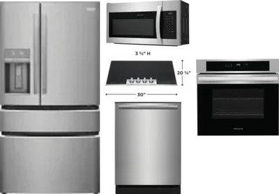 5 Piece Package Includes Refrigerator, Cooktop, Wall Oven, Microwave And Dishwasher