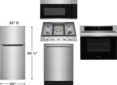 5 Piece Package Includes Refrigerator, Cooktop, Wall Oven, Microwave And Dishwasher