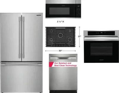 5 Piece Package Includes Refrigerator, Cooktop, Wall Oven, Microwave And Dishwasher