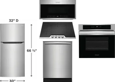 5 Piece Package Includes Refrigerator, Cooktop, Wall Oven, Microwave And Dishwasher
