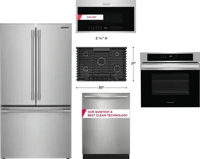 5 Piece Package Includes Refrigerator, Cooktop, Wall Oven, Microwave And Dishwasher