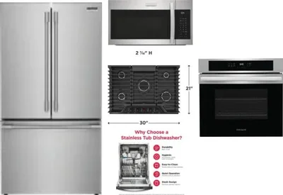 5 Piece Package Includes Refrigerator, Cooktop, Wall Oven, Microwave And Dishwasher