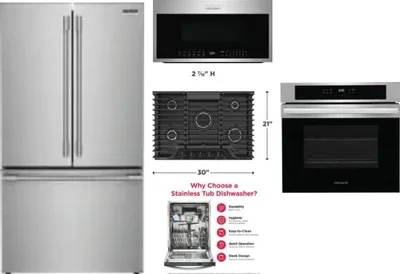 5 Piece Package Includes Refrigerator, Cooktop, Wall Oven, Microwave And Dishwasher