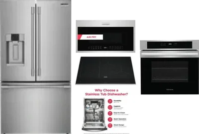 5 Piece Package Includes Refrigerator, Cooktop, Wall Oven, Microwave And Dishwasher