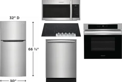 5 Piece Package Includes Refrigerator, Cooktop, Wall Oven, Microwave And Dishwasher