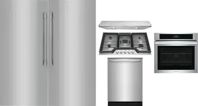 6 Piece Package Includes Refrigerator, Freezer, Cooktop, Wall Oven, Hood And Dishwasher